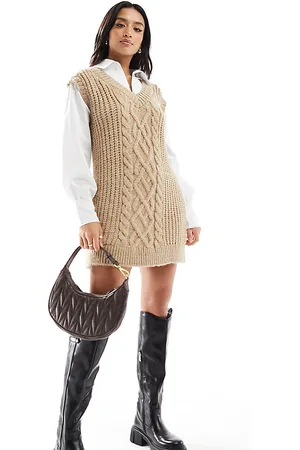 River Island Vestido con diseño híbrido de jersey de - neutro