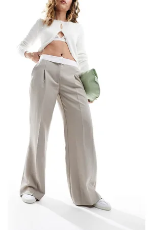 Miss Selfridge Pantalones color con cinturilla plegada de -Beis neutro