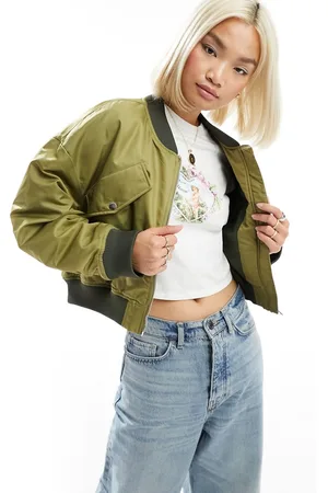 ONLY Chaqueta bomber corta caqui ultrabrillante de -Verde