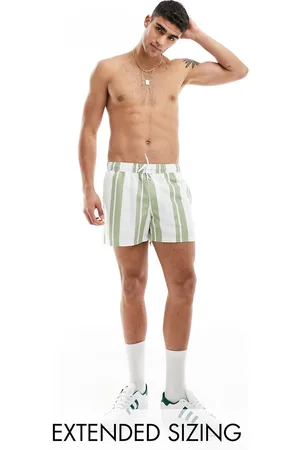 ASOS Shorts de baño cortos verde salvia a rayas de -Blanco