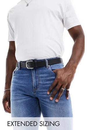 ASOS Cinturón vintage de cuero con hebilla plateada pulida de