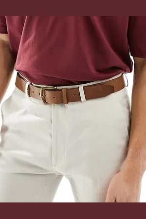 ASOS Cinturón vintage de cuero con hebilla dorada pulida de