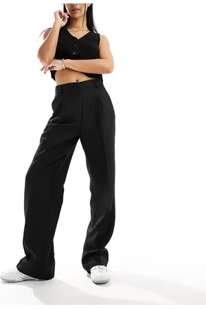 Noisy May Pantalones negros de corte sartorial, talle alto y pernera ancha de