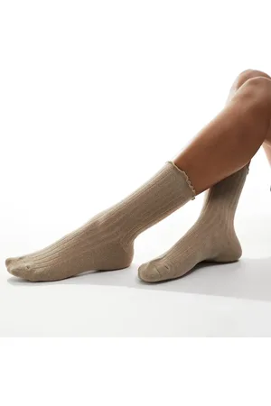 VERO MODA Calcetines beis con volante de canalé de -Blanco