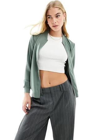 VERO MODA Chaqueta bomber verde ligera con cremallera delantera de
