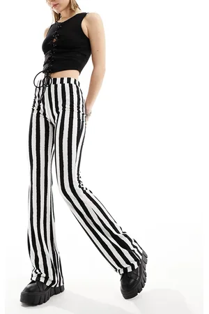 Noisy May Pantalones de campana a rayas de punto de -Negro