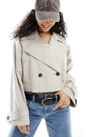 ASOS Gabardina corta color de lino de -Marrón