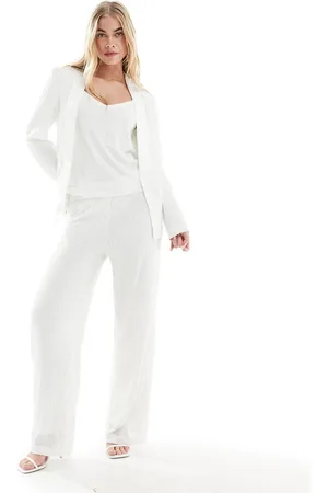 VILA Pantalones de novia blancos de pernera ancha de lentejuelas de (parte de un conjunto)