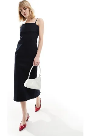 MANGO Vestido vaquero negro con cuello halter de -Azul