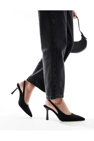 ASOS Zapatos negros de tacón medio de aguja con tira talonera Salty de