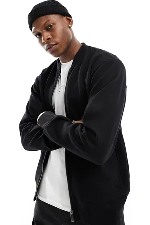 SELECTED Chaqueta bomber negra estilo sudadera Mack de