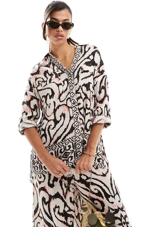 River Island Camisa playera color estampada de (parte de un conjunto)-Blanco
