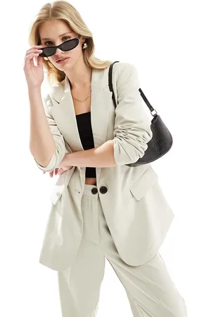 VERO MODA Americana color piedra extragrande Rita de (parte de un conjunto)-Blanco