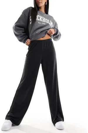 Monki Pantalones negros suaves de pernera recta y estilo casual de