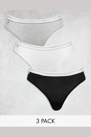 Lacoste Pack de 3 tangas de color negro, gris y blanco de