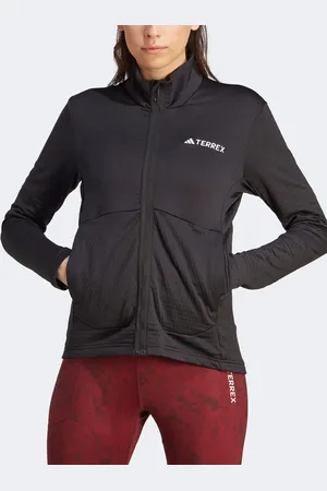adidas Chaqueta negra con cremallera de felpa ligera Terrex Multi de adidas