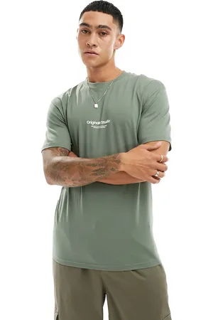JACK & JONES Camiseta verde salvia extragrande con estampado "Originals" de