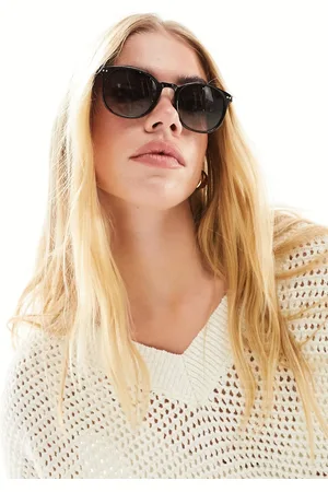 ASOS Gafas de sol brillante con montura fina y lentes redondeadas ahumadas y degradadas de