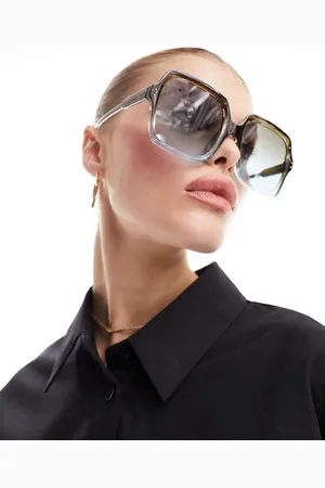 Gafas transparentes estilo aviador con montura metálica plateada de ASOS  DESIGN