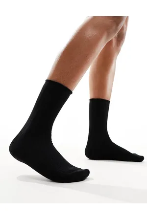 VERO MODA Calcetines negros con volante de canalé de