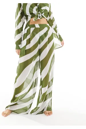 New Look Pantalones a rayas caquis ligeros de -Verde