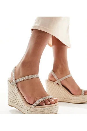 Glamorous Sandalias plateadas con strass y cuña estilo alpargatas de -Plateado