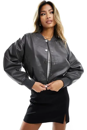 River Island Chaqueta bomber corta gris oscuro de