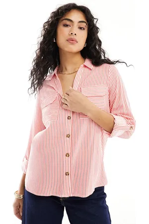 VERO MODA Camisa roja a con bolsillo delantero de -Rojo