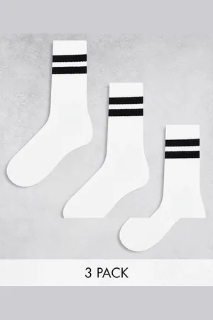 Weekday Pack de 3 pares de calcetines deportivos blancos a rayas negras de