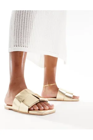Glamorous Sandalias doradas con diseño entretejido de