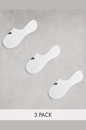 adidas Pack de 3 pares de calcetines blancos de corte invisible con trébol adicolor de