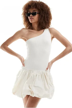 MANGO Vestido abullonado con cuerpo de punto de