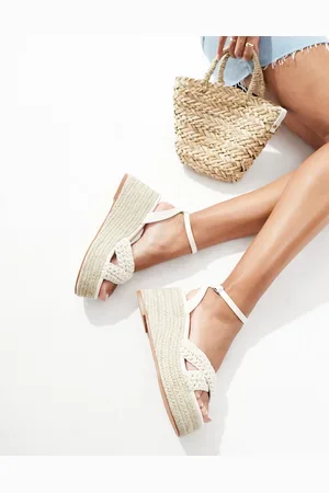 Glamorous Sandalias beis de croché de tacón con plataforma estilo alpargatas de -Beis neutro