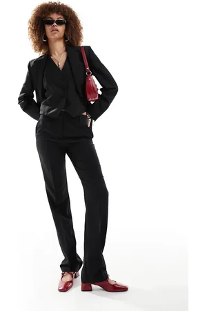 MANGO Pantalones negros de mezcla de lana de (parte de un conjunto)