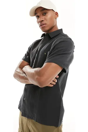 ASOS Camisa negra holgada de manga corta de mezcla de lino de