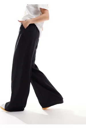 VERO MODA Pantalones negros de pernera ancha y talle alto de