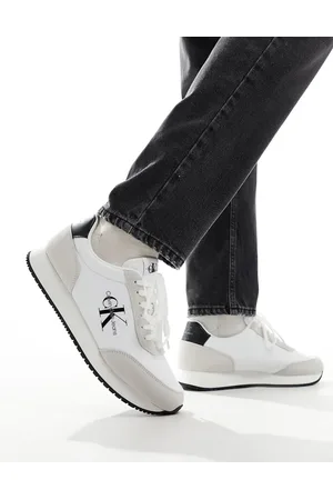 Calvin Klein Zapatillas de deporte bajas blancas con cordones Retro Runner de