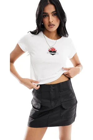 Noisy May Camiseta corta blanca con bordado de corazón de -Blanco
