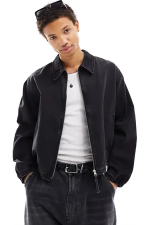 ASOS Chaqueta Harrington vaquera corta con lavado tintado de