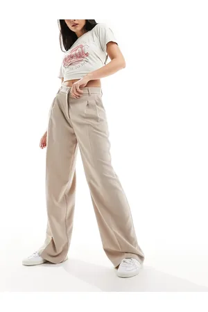 Monki Pantalones de sastre de talle alto y pernera ancha de - neutro