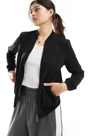 VERO MODA Chaqueta bomber negra ligera con cremallera delantera de