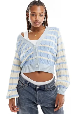 ASOS Cárdigan color crema y a rayas de punto de ochos de