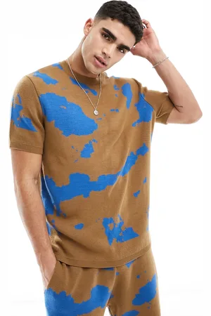 ASOS Camiseta holgada con cuello redondo y patrón efecto tie dye de punto de (parte de un conjunto)