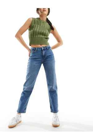VERO MODA Vaqueros azul medio de corte recto y talle medio Kyla de