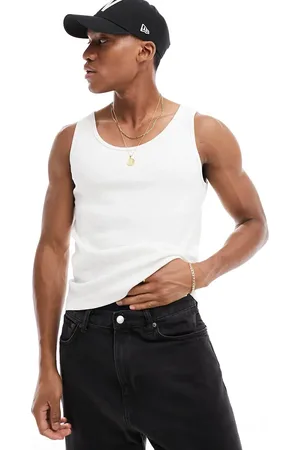 ASOS Camiseta color avena jaspeado ajustada de tirantes de canalé de -Beis neutro