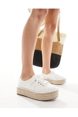 ASOS Zapatillas de deporte blancas de lona con plataforma plana estilo alpargata Jaden de -Multicolor