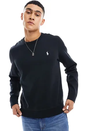 Ralph Lauren Sudadera negra con logo de punto doble de