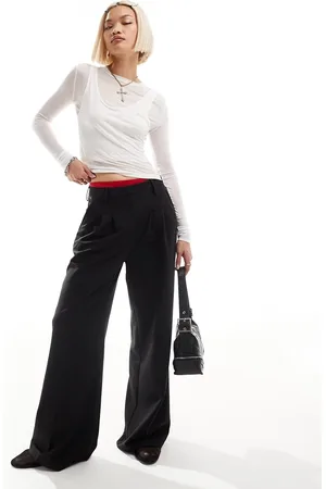 COLLUSION Pantalones de sastre negros de pernera ancha holgada de