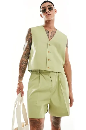 ASOS Pantalones cortos de vestir verde de corte ancho de (parte de un conjunto)
