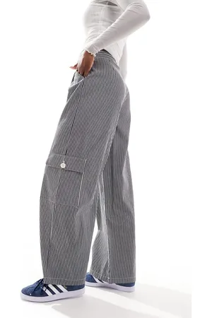 Reclaimed Pantalones cargo gris oscuro de pernera ancha con raya diplomática de -Azul